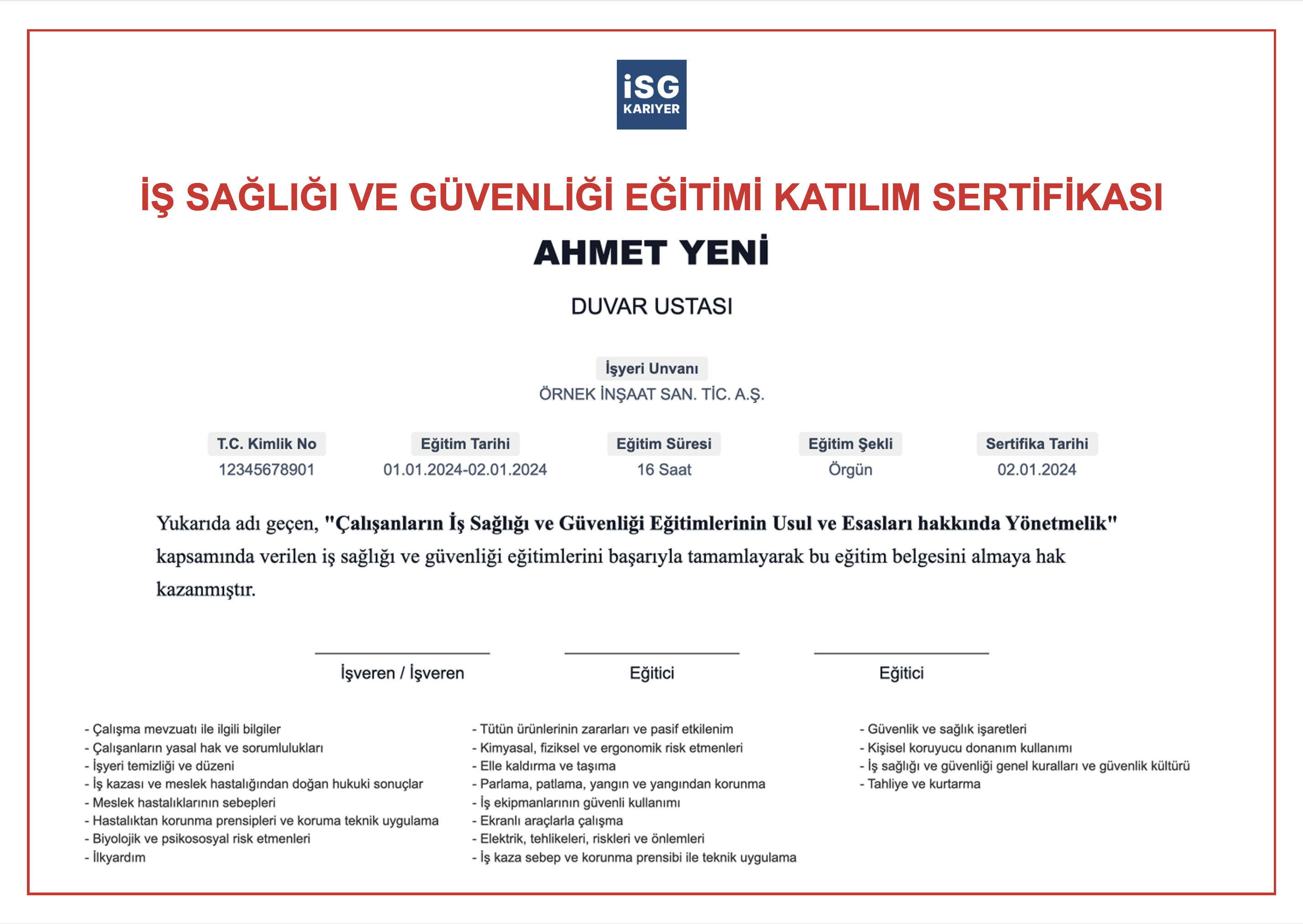 Sertifika Ön İzleme